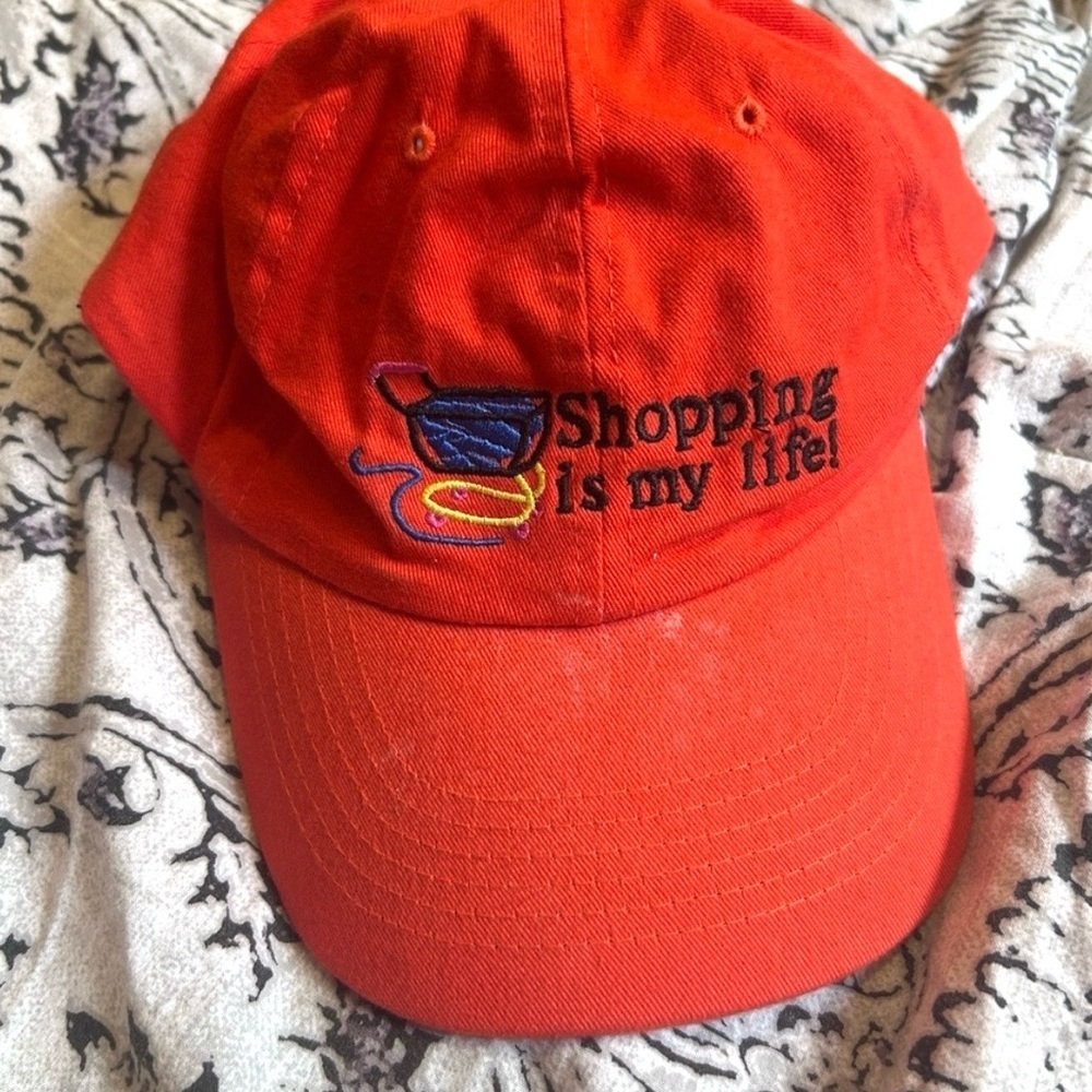 Y2K Shopping is my life bright orange hat cap